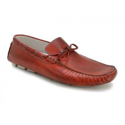Bacco Bucci "YIP" Red Genuine Supple Italian Calfskin Loafers